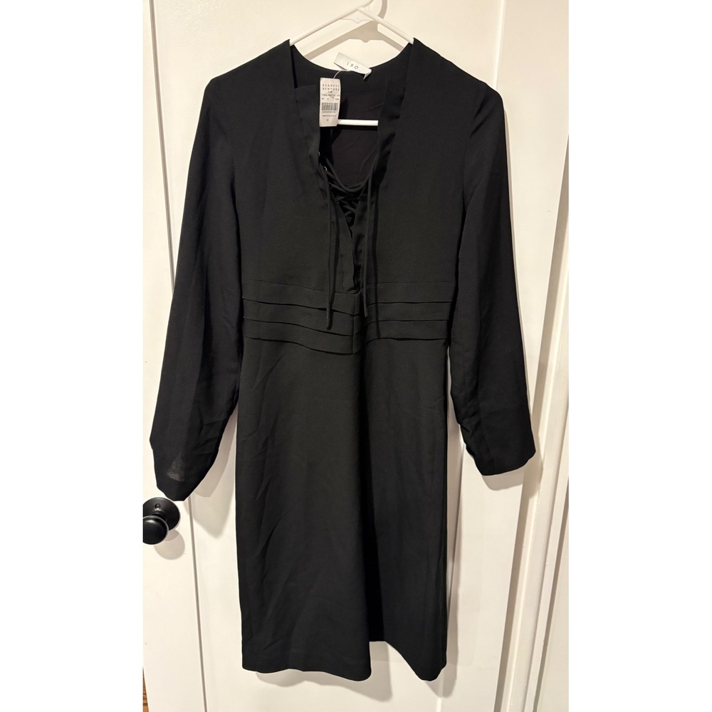 IRO Black Payda Lace Up V-Neck Long Sleeve Mini Dress WM33PAYDA Size 34